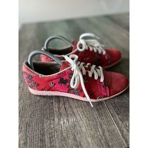 Adidas Womens Stan Smith Lace Sleek 670301 Size 7.5 Red Lace Up Sneakers